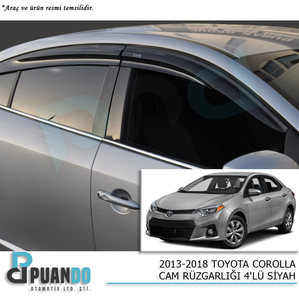 2013-2018 TOYOTA COROLLA CAM RUZGARLIGI 4PCS SIYAH