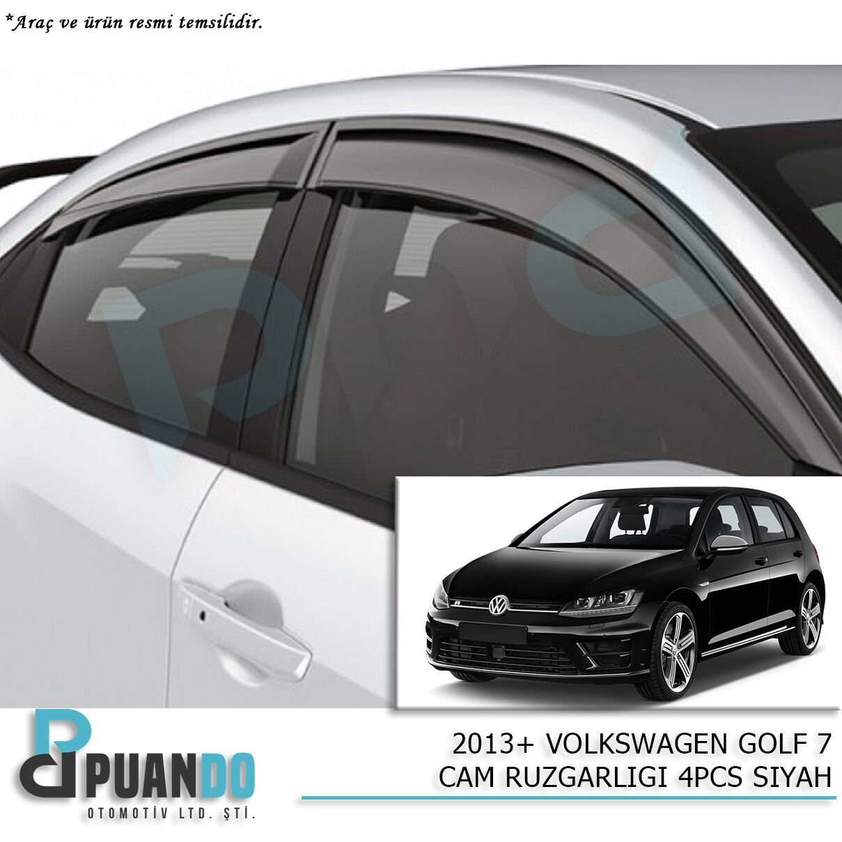 2013+ VOLKSWAGEN GOLF 7-8 CAM RUZGARLIGI 4PC SIYAH