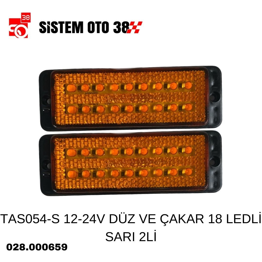TAS054-S 12-24V DÜZ VE ÇAKAR 18 LEDLİ SARI 2Lİ |  | LED AYDINLATMA GRUBU