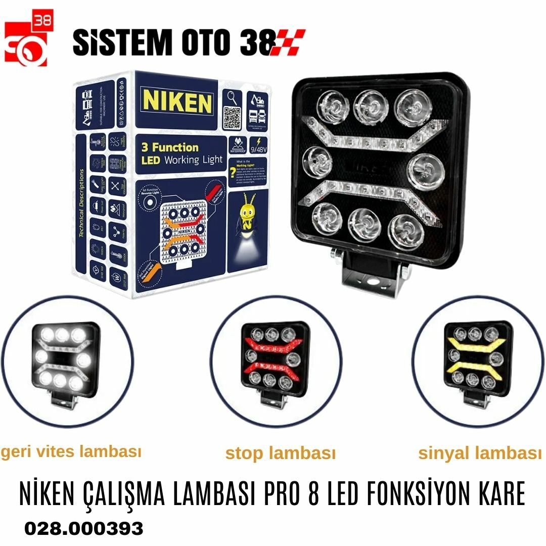 NİKEN ÇALIŞMA LAMBASI PRO 8 LED FONKSİYON KARE |  | LED AYDINLATMA GRUBU