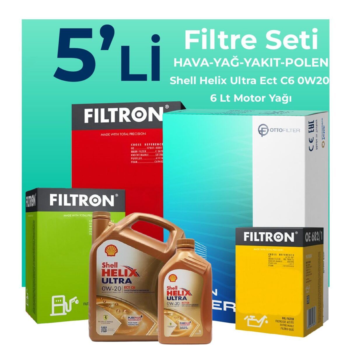 Volvo XC60 2.0 Dizel Filtre Bakım Seti Shell Motor Yağlı (2013-2017) 5 Li