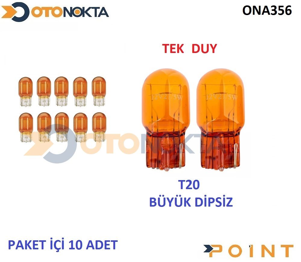 AMPUL T20 (93) TEK DUY TURUNCU 12V 21W  2214