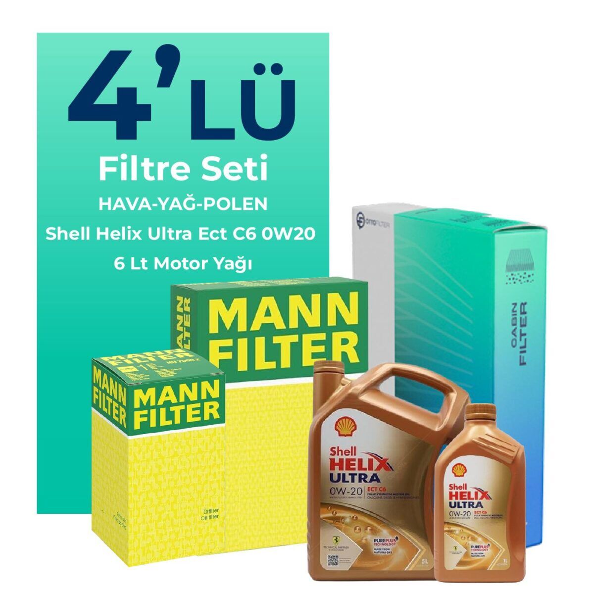 Volvo S90 2.0 Dizel B5 Filtre Bakım Seti Shell Motor Yağlı (2020-2024) 4 Lü