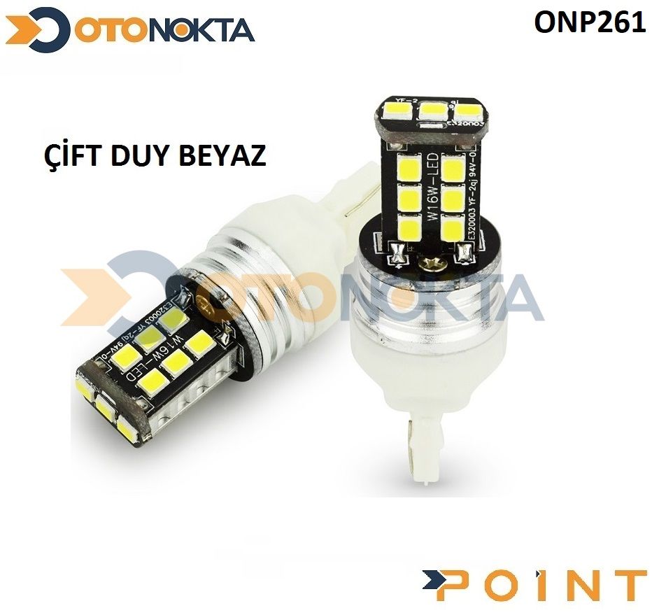 AMPUL T20 BUYUK DIPSIZ CIFT DUY 15 LED BEYAZ POINT