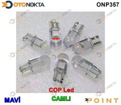 PARK AMPULU T10 12V COB LED CAMLI  MAVI POINT