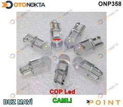 PARK AMPULU T10 12V COB LED CAMLI BUZ MAVI  POINT