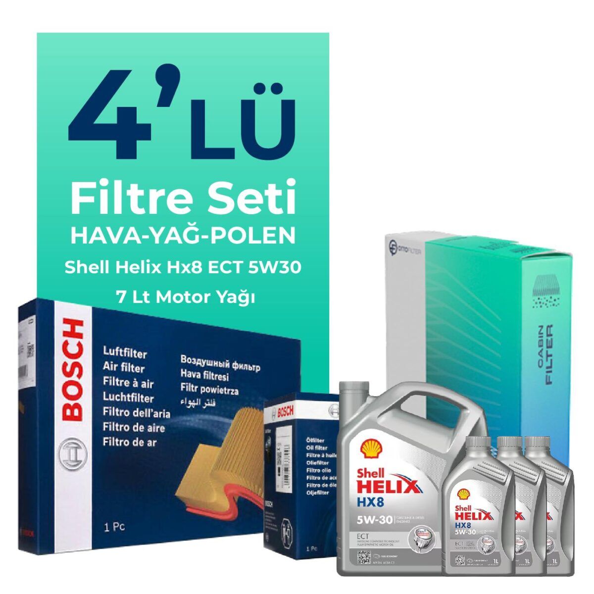 BMW 7.40 Dizel xDrive Filtre Bakım Seti Shell Motor Yağlı (2012-2015) 4 Lü