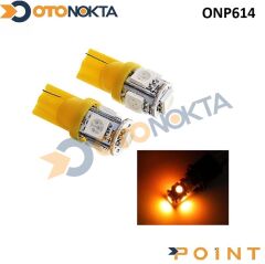 PARK AMPUL DIPSIZ 5 LED EKONOMIK POINTLED TURUNCU