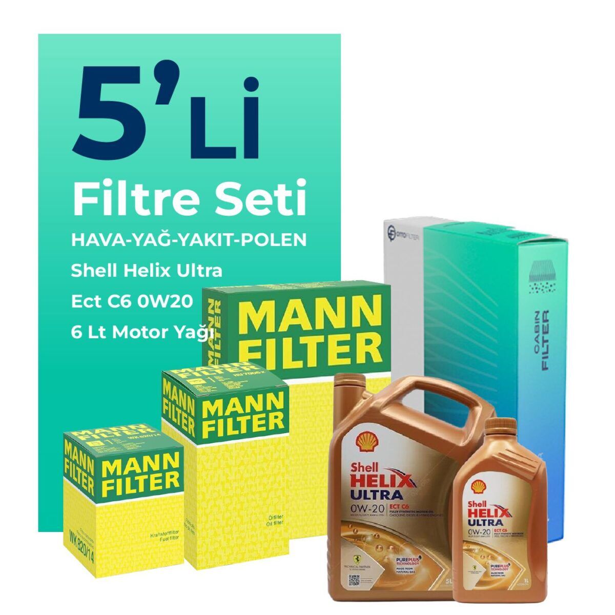 Volvo XC60 2.0 Dizel Filtre Bakım Seti Shell Motor Yağlı (2013-2017) 5 Li