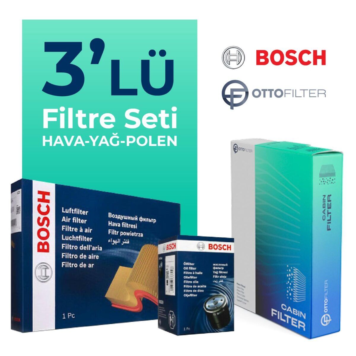 BMW 3.18 Benzinli Filtre Bakım Seti (2015-2018) 3 Lü