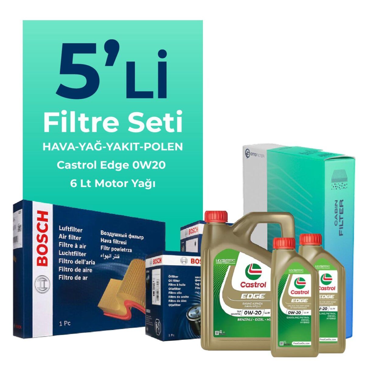 Volvo XC60 2.0 Dizel Filtre Bakım Seti Castrol Motor Yağlı (2013-2017) 5 Li