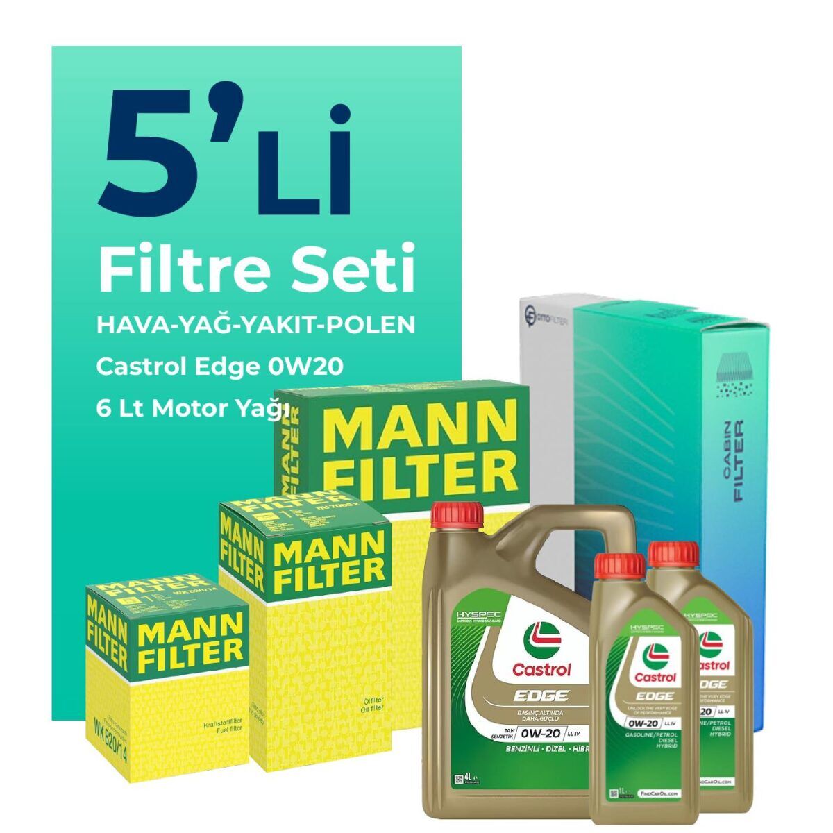 Volvo XC60 2.0 Dizel Filtre Bakım Seti Castrol Motor Yağlı (2013-2017) 5 Li