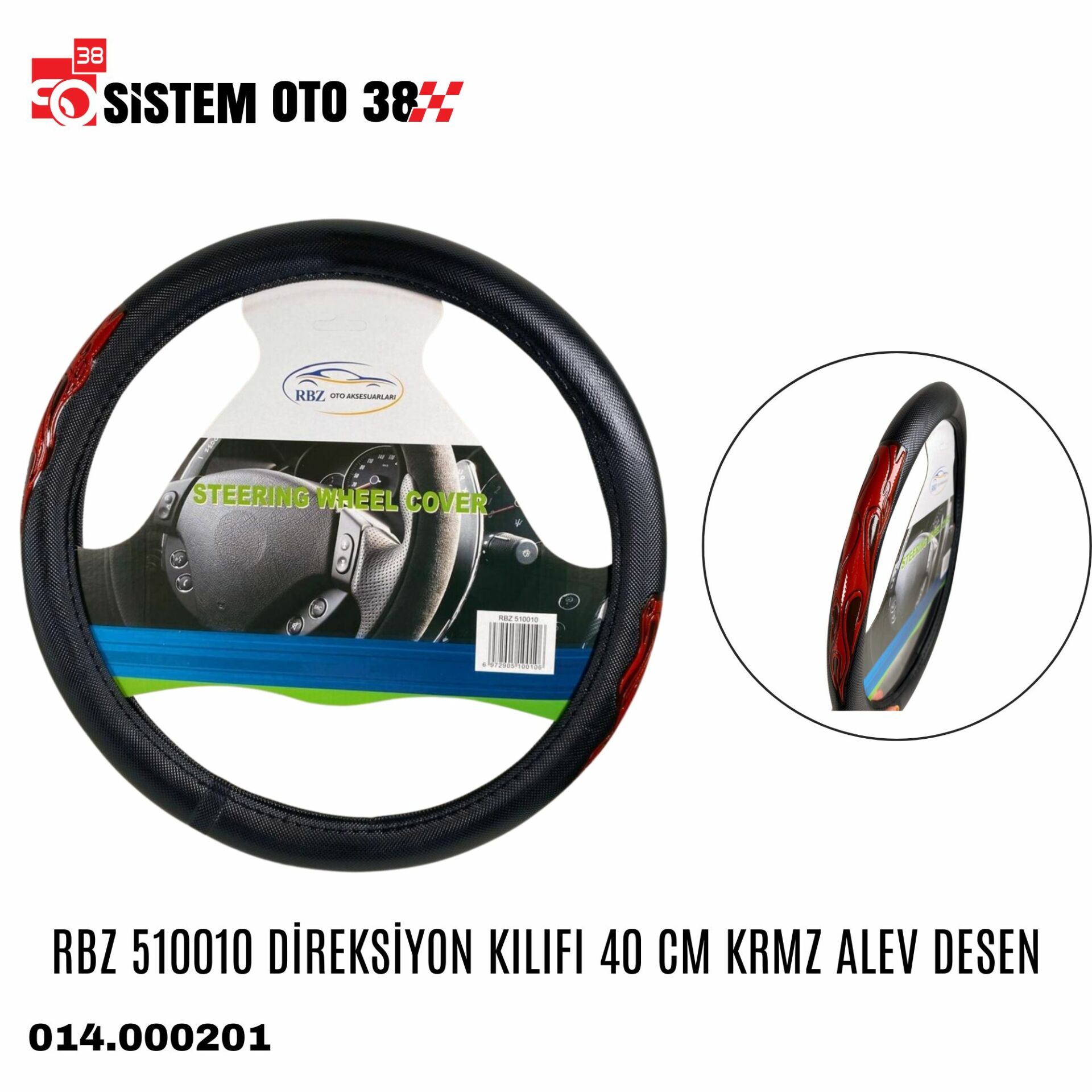 RBZ 510010 DİREKSİYON KILIFI 40 CM KRMZ ALEV DESEN |  | DİREKSİYON KILIFLARI