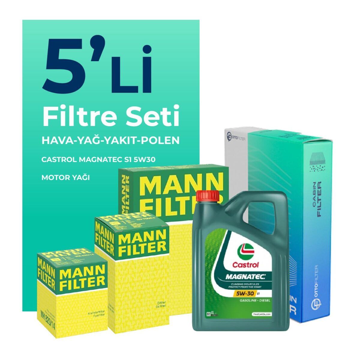 Fiat Fiorino 1.3 Dizel Filtre Bakım Seti Castrol Motor Yağlı EURO 4 (2007-2016) 5 Li