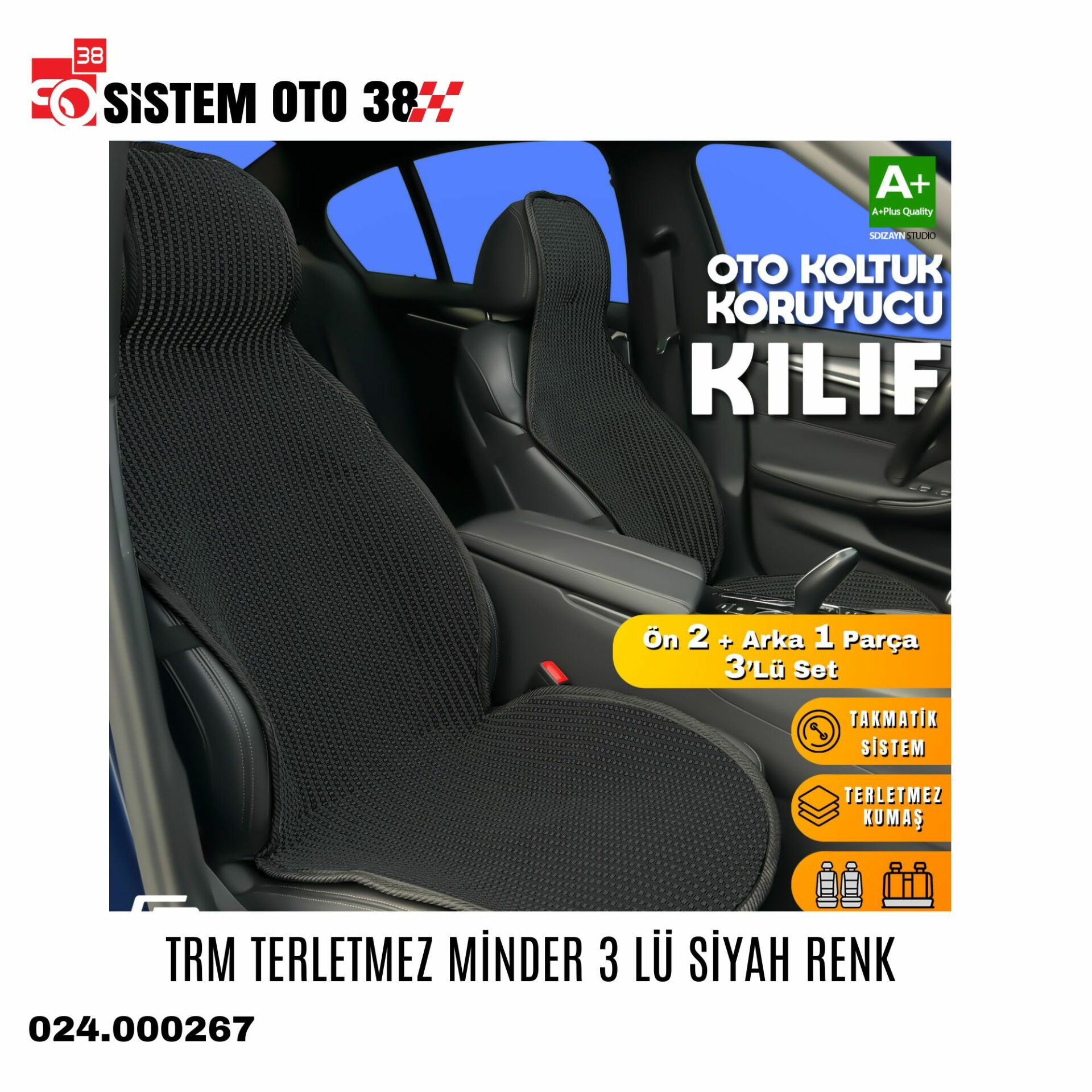 TRM TERLETMEZ MİNDER 3 LÜ SİYAH RENK |  | KOLTUK KILIF VE MİNDER