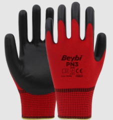 POLYESTER ÖRME NİTRİL İŞ ELDİVENİ (2 ADET)  PN3 KIRMIZI-SİYAH