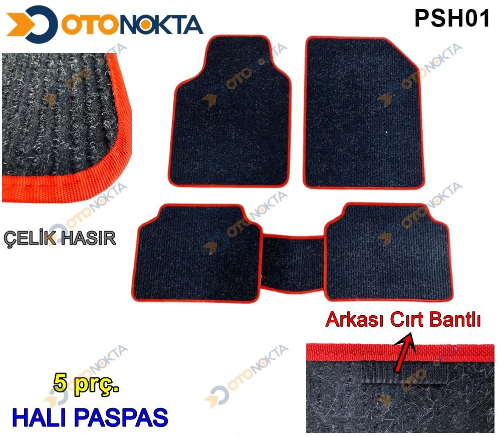 PASPAS HALI UNIVERSAL HASIR SIYAH KIRMIZI POINT