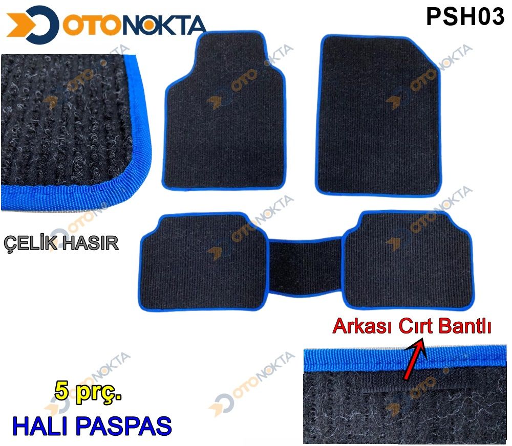 PASPAS HALI UNIVERSAL HASIR SIYAH MAVI POINT